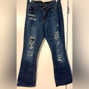 Rue21 Distressed Mid Rise Bootcut Jeans Size 16